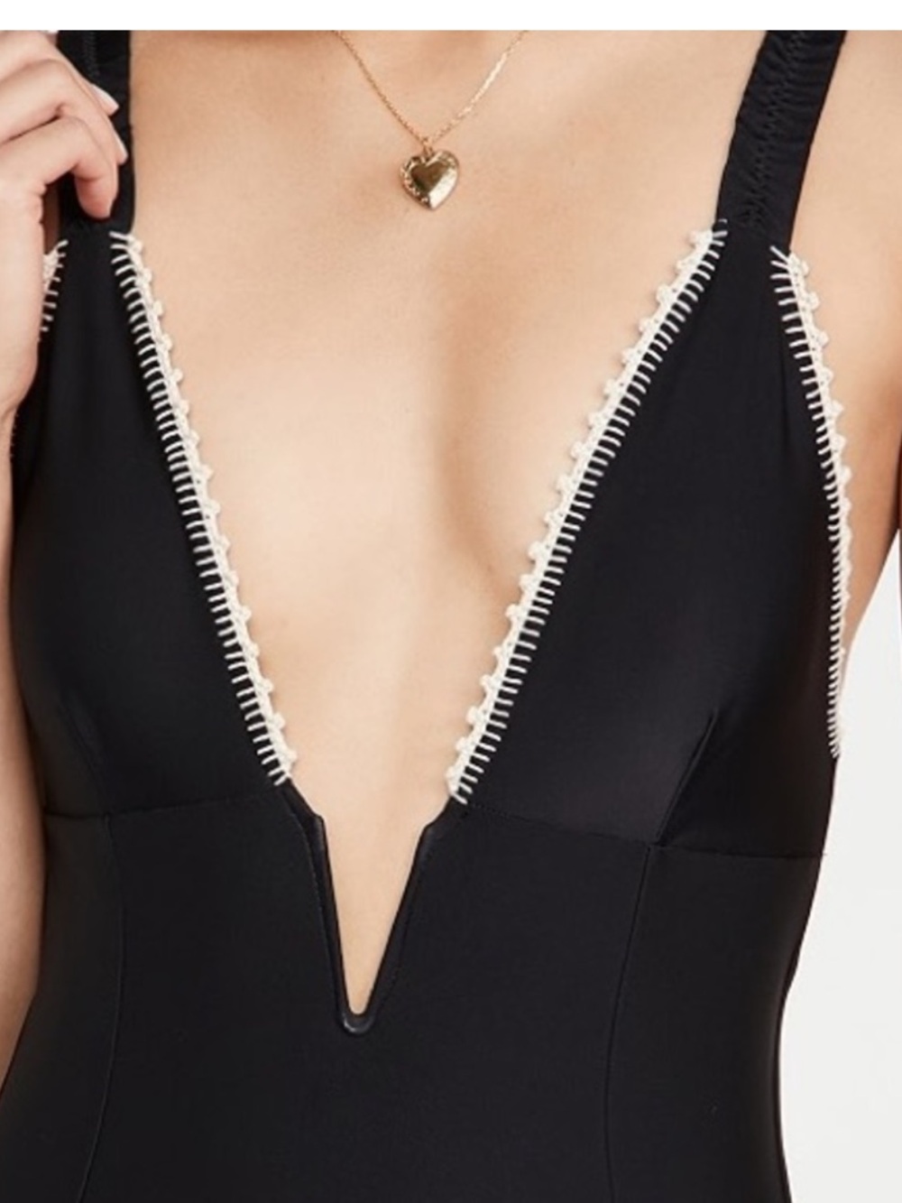Capittana Black Plunge One Piece Swimsuit Medium Boho Luxury Beach Resort Swim - Picture 4 of 5